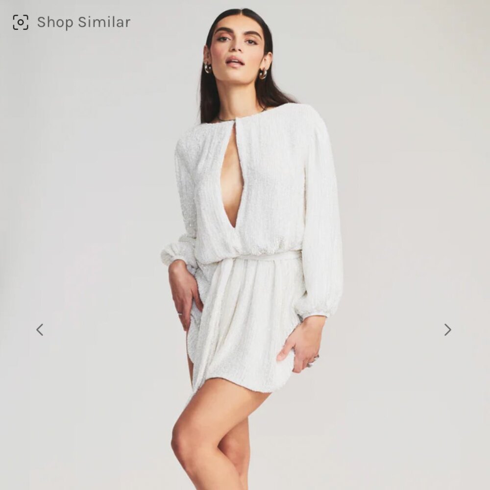 Retrofete NWT Grace Sequin Dress White Size L - Picture 2 of 7